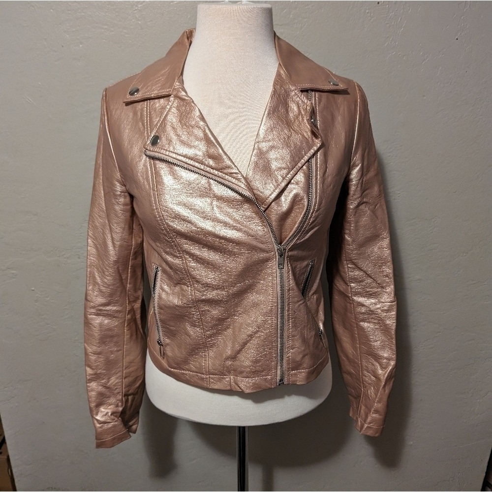 Rose Gold‎ faux leather jacket
